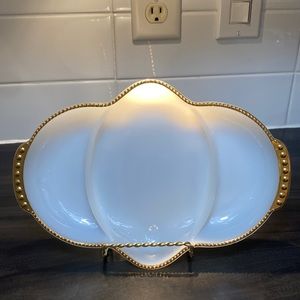 Fire king milk glass relish dish